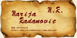 Marija Radanović vizit kartica